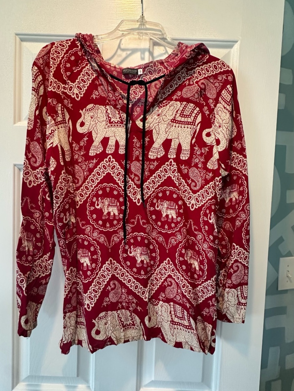 EARTHBOUND Red and Cream Printed Boho Top